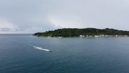 La última foto captura el paisaje costero de La Guaira en toda su grandeza. Las sombras de los manglares sobre las aguas calmas, combinadas con la amplia vista de la playa, ofrecen una perspectiva única de este fascinante destino.