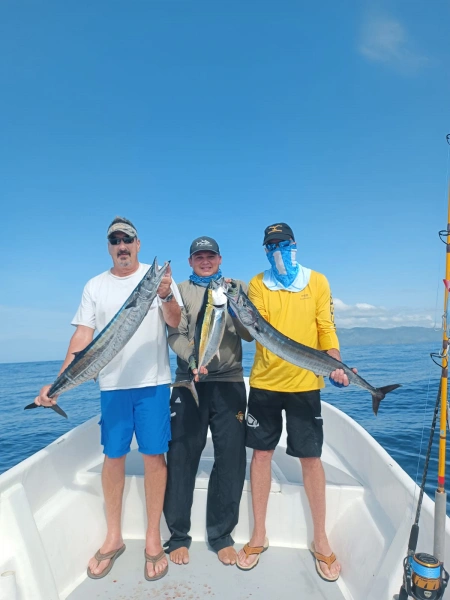 Experiencia Emocionante: La Captura del Rápido Pez Wahoo en Pesca Cambutal" - Explora la emoción de la pesca deportiva con nuestra foto de clientes satisfechos mostrando su captura de Pez Wahoo. Este pez, conocido por su velocidad y lucha enérgica, garantiza una experiencia de pesca emocionante y memorable. Las caras de felicidad de nuestros clientes reflejan la emoción y el triunfo de capturar uno de los peces más rápidos en las aguas de Cambutal. Únete a nosotros en Pesca Cambutal y vive tu propia aventura de pesca.